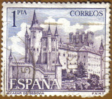 Sello de Segovia. Alcazar. 1 peseta.